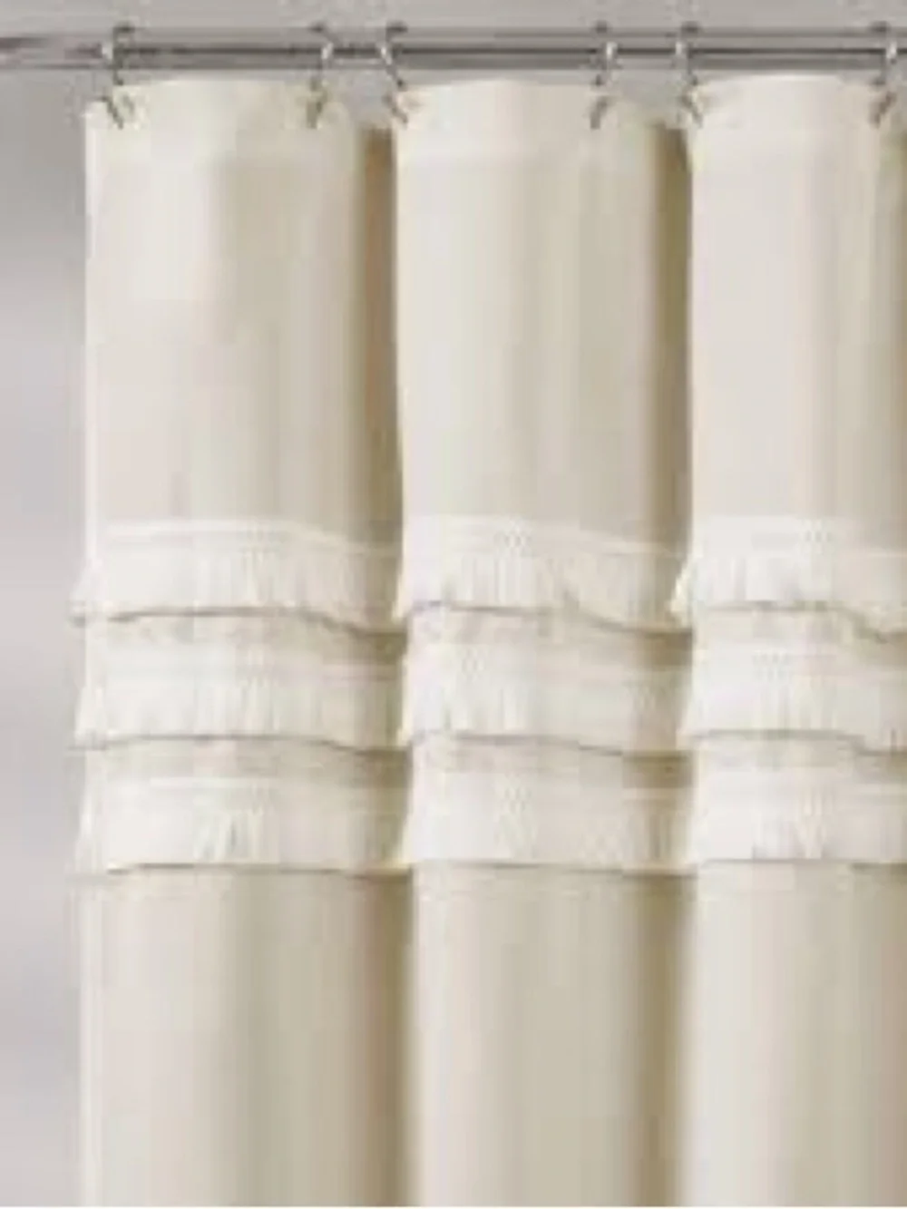 New Lush Decor Ciel Tassel Shower Curtain Elegant Cream Ruffle Shower Curtain